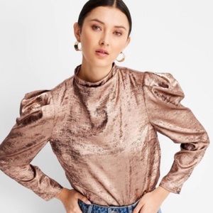 NWOT Future Collective with Kahlana Barfield Brown Blouse , Copper 1x
